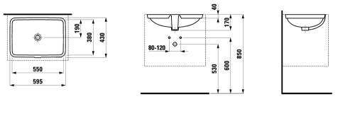 Umywalka podblatowa LAUFEN PRO S 595x430mm H8119680001091