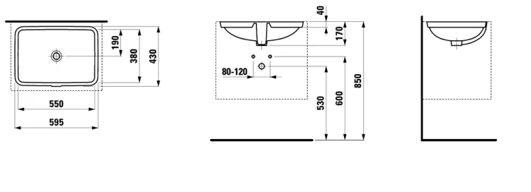 Umywalka podblatowa LAUFEN PRO S 595x430mm H8119680001091