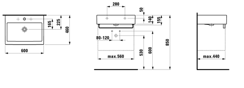 Umywalka stawiana LAUFEN LIVING CITY 60x46 biały H8174330001041