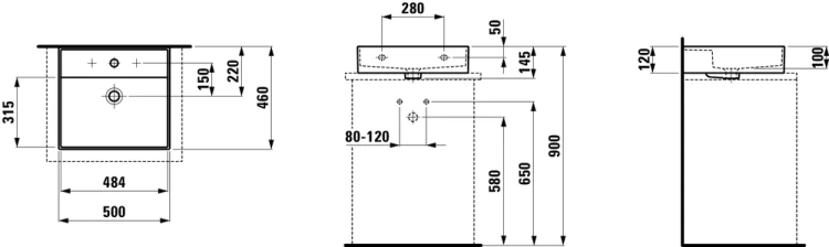 Umywalka Ścienna KARTELL BY LAUFEN 500 x 460 mm SaphirKeramik, H8163320001041