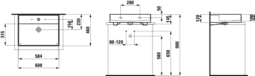 Umywalka Ścienna KARTELL BY LAUFEN 600 x 460 mm SaphirKeramik, H8163330001041