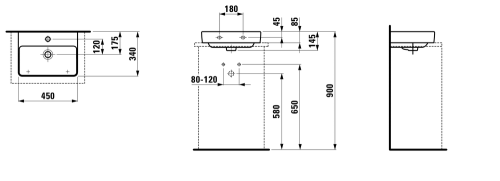 Umywalka ścienna LAUFEN PRO S 450x340mm H8169610001041