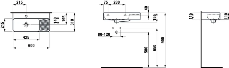 Umywalka ścienna LAUFEN VAL COMPACTO 600x315cm biały  H8152850001091