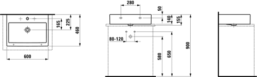 Umywalka ściennaLAUFEN LIVING CITY 60x46 biały H8174340001041