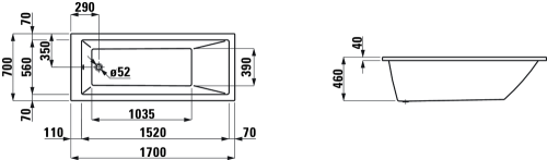 Wanna prostokątna LAUFEN PRO 170x70cm biały  H2309500000001