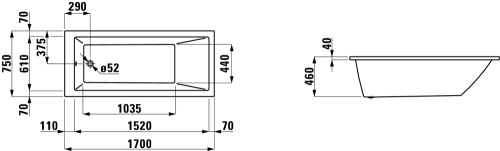 Wanna prostokątna LAUFEN PRO 170x75cm biały  H2319500000001