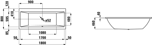 Wanna prostokątna LAUFEN PRO 180x80cm biały  H2329500000001