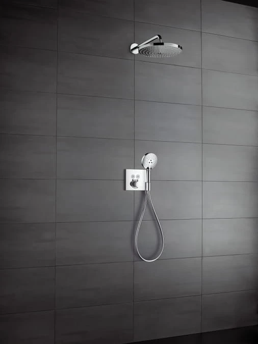 Bateria natryskowa HANSGROHE SHOWERSELECT dla 2 odbiorników, termostatyczna, z wyjściem na wąż i uchwytem, chrom 15765000