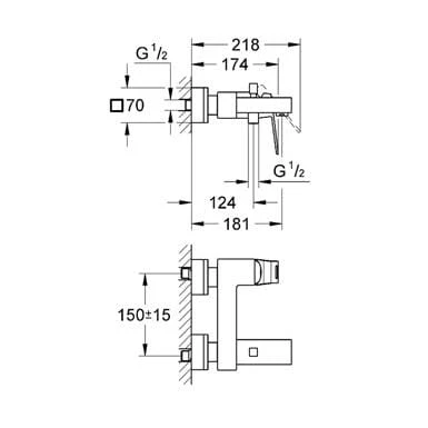 Bateria wannowa GROHE EUROCUBE chrom 23140000