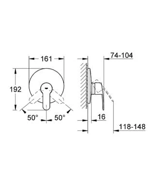 Bateria natryskowa GROHE EUROSTYLE COSMOPOLITAN el. zewnętrzny, do Rapido E, chrom 19507002