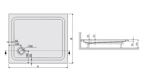 Brodzik prostokątny SANPLAST FREE LINE 80x110x5cm, biały 615040138001000