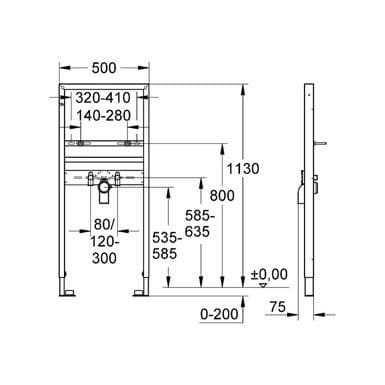 Stelaż RAPID SL GROHE do umywalki 113cm  38554001