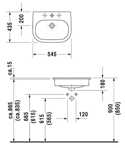 Umywalka DURAVIT D-CODE 54x43cm wpuszczana, biała 0337540000