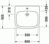 Umywalka DURAVIT D-Code 600x550 dla niepelnosprawnych, z otworem, biała 23126000002