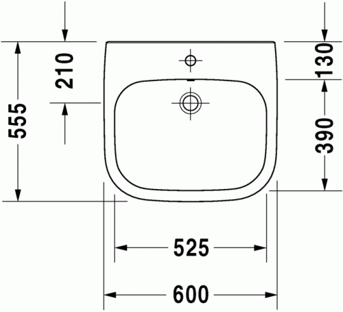 Umywalka DURAVIT D-Code 600x550 dla niepelnosprawnych, z otworem, biała 23126000002