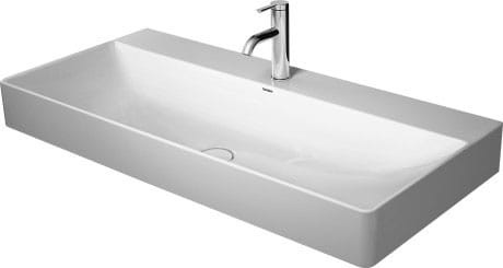Umywalka nablatowa DURAVIT DURASQUARE 100x47cm, bez przelewu, 2 otwory, szlifowana, biała 2353100014