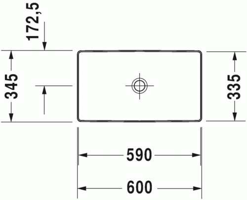 Umywalka nablatowa DURAVIT DURASQUARE 60x34,5cm, bez przelewu, bez otworu, szlifowana, biała 2355600000