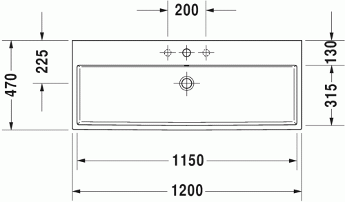 Umywalka meblowa DURAVIT VERO AIR 120x47cm, szlifowana, bez otworu, biała 2350120028