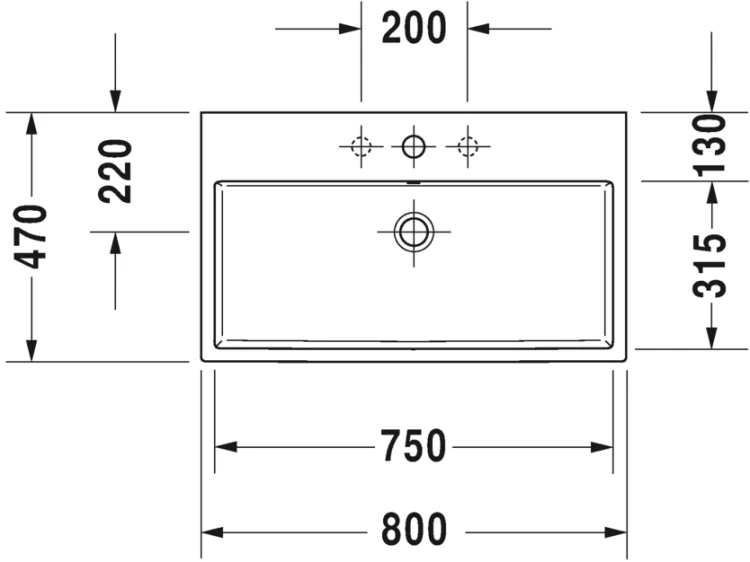 Umywalka meblowa DURAVIT VERO AIR 80x47cm, biała 2350800000