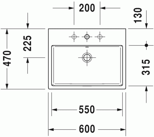 Umywalka meblowa DURAVIT VERO AIR 60x47cm, bez przelewu, biała 2350600041