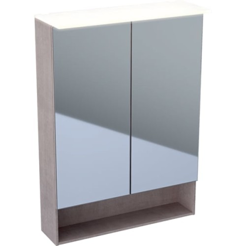 Szafka z lustrem GEBERIT ACANTO 60x22x83xcm, 2 drzwi, oświetlenie LED, dąb mystic 500.644.00.2