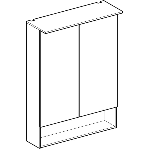 Szafka z lustrem GEBERIT ACANTO 60x22x83xcm, 2 drzwi, oświetlenie LED, dąb mystic 500.644.00.2
