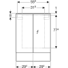 Szafka z lustrem GEBERIT ACANTO 60x22x83xcm, 2 drzwi, oświetlenie LED, dąb mystic 500.644.00.2
