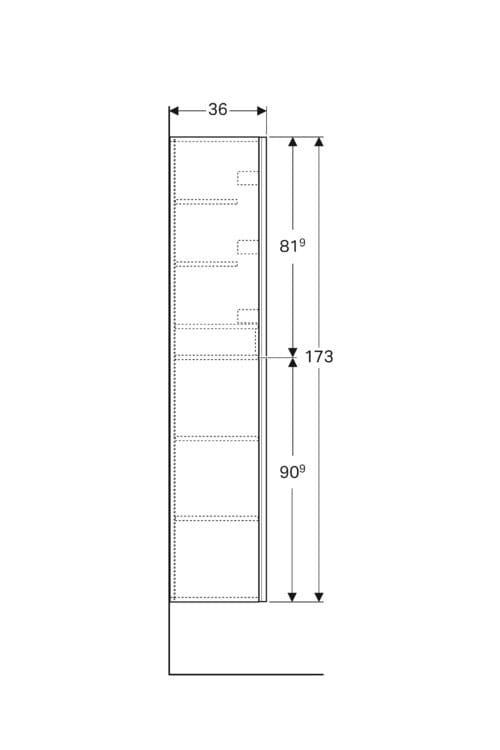 Słupek GEBERIT ACANTO 17,4x45x173cm, 1 drzwi, szkło lava, lava 500.637.JK.2