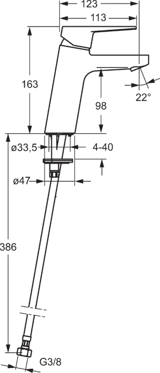 Bateria umywalkowa ORAS TWISTA XL bez korka, chrom 3806F