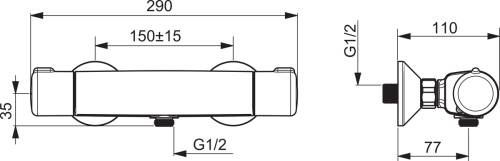 Bateria prysznicowa ORAS NOVA z termostatem, chrom 7460U