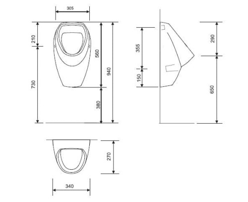 Pisuar CERSANIT APOLLO dopływ wody z tyłu K11-0024