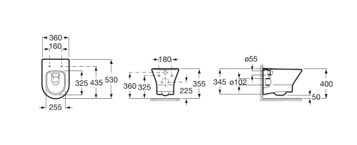 Miska wisząca ROCA NEXO Rimless z deską wolnoopadającą Slim, biała A34H64L000