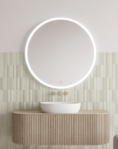 Lustro HOZZE PERLE 80cm oświetlenie LED, z włącznikiem i matą grzewczą, czarny mat 500-012