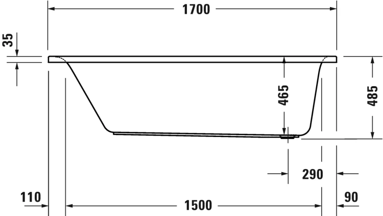 Wanna prostokątna DURAVIT D-NEO 170x75cm, biała 700479000000000