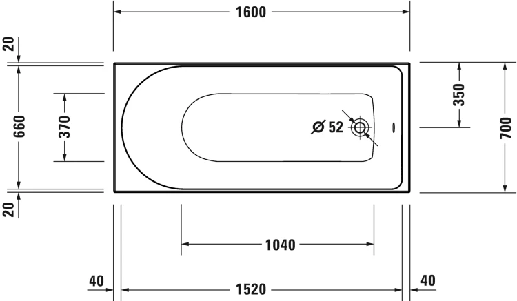 Wanna prostokątna DURAVIT D-NEO 160x70cm, biała 700472000000000