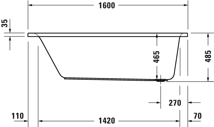 Wanna prostokątna DURAVIT D-NEO 160x70cm, biała 700472000000000