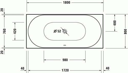 Wanna prostokątna DURAVIT D-NEO 180x80cm, biała 700476000000000