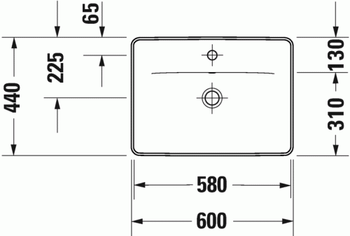 Umywalka wpuszczana DURAVIT D-NEO 60x44cm, z przelewem, biały  0357600027