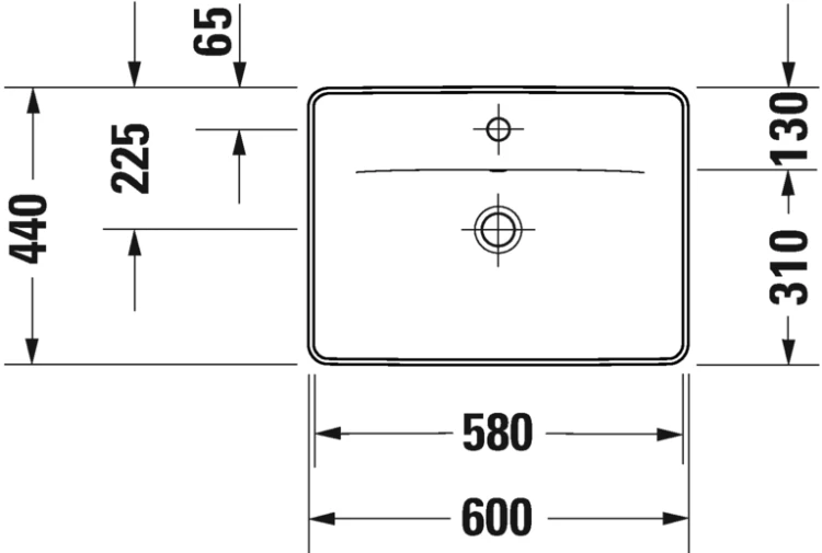 Umywalka wpuszczana DURAVIT D-NEO 60x44cm, z przelewem, biały  0357600027