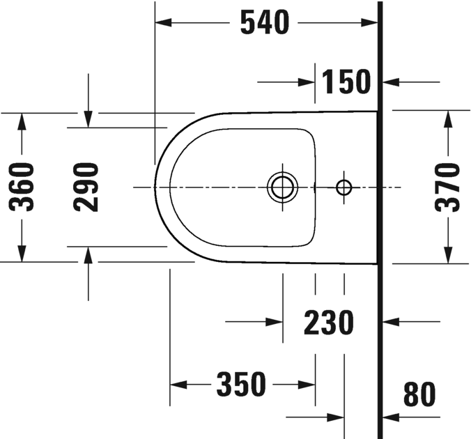 Bidet wiszący DURAVIT D-NEO 54x36cm, biały 2295150000