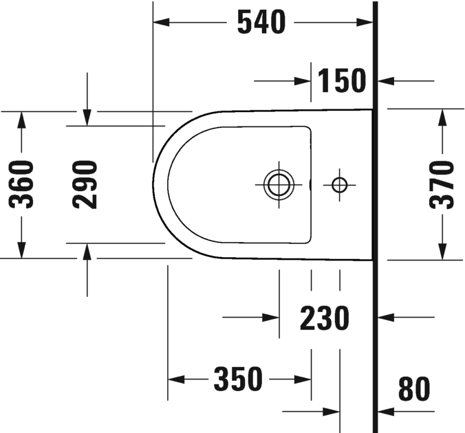 Bidet wiszący DURAVIT D-NEO 54x36cm, ukryte mocowania, biały 2294150000