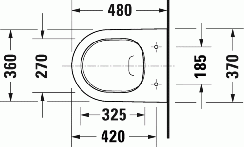Miska wisząca DURAVIT D-NEO Compact 48x36cm Rimless, biały 2587090000