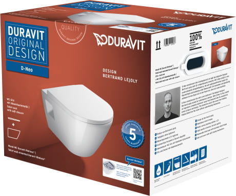 Miska wisząca DURAVIT D-NEO 54x36cm Rimless + deska wolnoopadająca, biały 45780900A1
