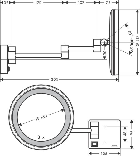 Lusterko kosmetyczne HANSGROHE ADDSTORIS LED, chrom 41790000