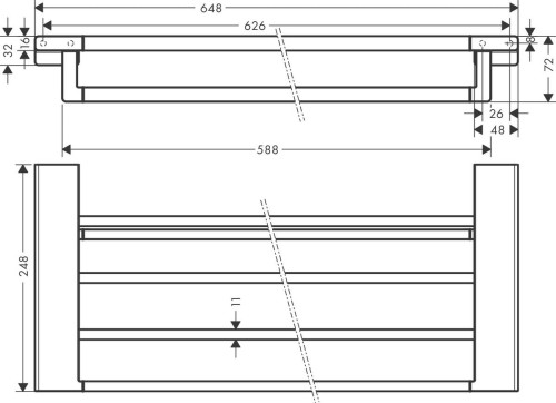 Półka z wieszakiem HANSGROHE ADDSTORIS 648mm, chrom 41751000