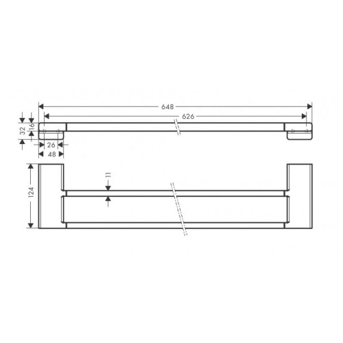 Wieszak na recznik HANSGROHE ADDSTORIS 648mm podwójny, chrom 41743000