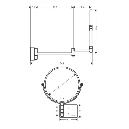 Lusterko kosmetyczne HANSGROHE ADDSTORIS, czarny mat 41791670