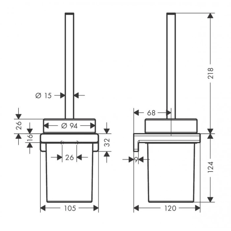Szczotka WC HANSGROHE ADDSTORIS, wisząca, czarny mat 41752670
