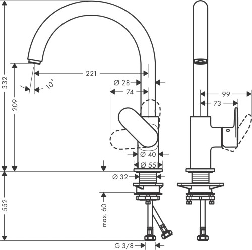 Bateria kuchenna HANSGROHE VERNIS BLEND M35 czarny mat 71870670