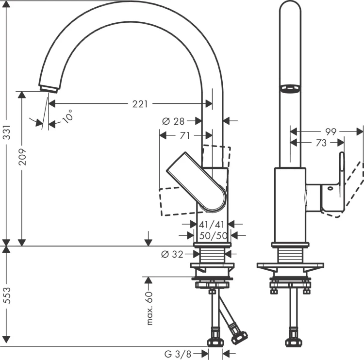 Bateria kuchenna HANSGROHE VERNIS SHAPE M35 czarny mat 71871670